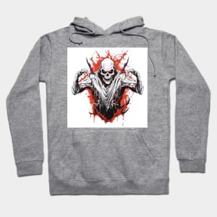 scary beast with red eyes and red background splash, halloween design Hoodie